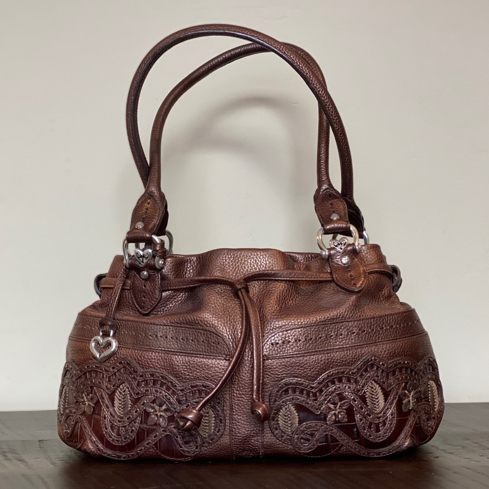 Brighton brown leather shoulder bag w/ fun details